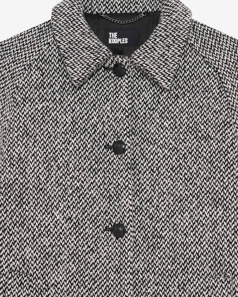Black and white tweed long coat