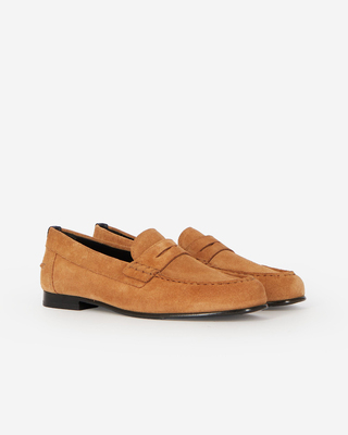 Camel suede leather moccasins