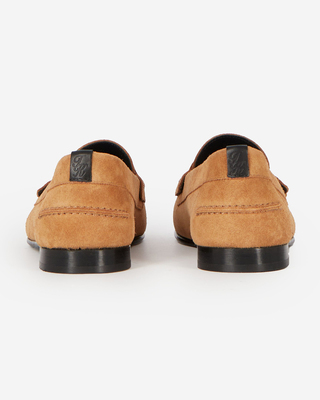 Camel suede leather moccasins