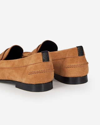 Camel suede leather moccasins