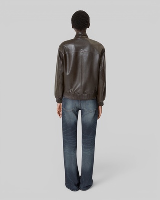 Brown leather zipped jacket