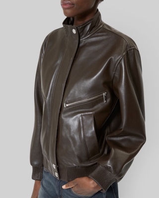 Brown leather zipped jacket