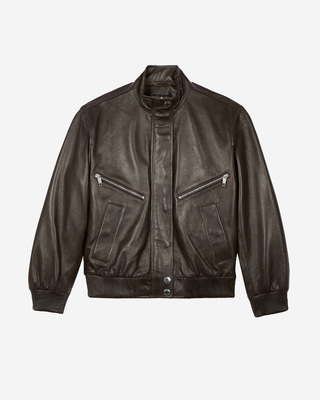 Brown leather zipped jacket