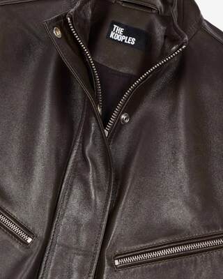 Brown leather zipped jacket