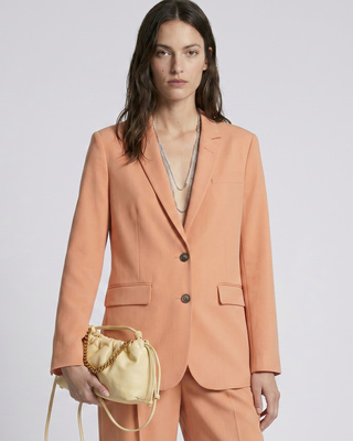 Light orange linen and cotton straight suit jacket