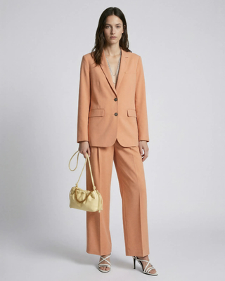 Light orange linen and cotton straight suit jacket