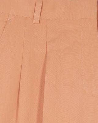 Wide-leg tailored pants in light orange linen and cotton