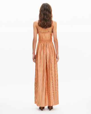 Light orange pleated maxi dress