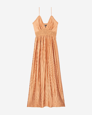 Light orange pleated maxi dress