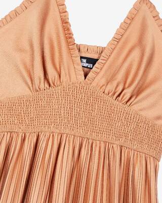 Light orange pleated maxi dress
