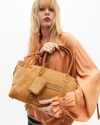 Blouse with dark orange ruffles