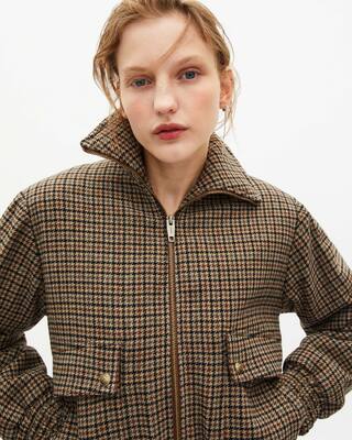 Camel wool houndstooth jacket