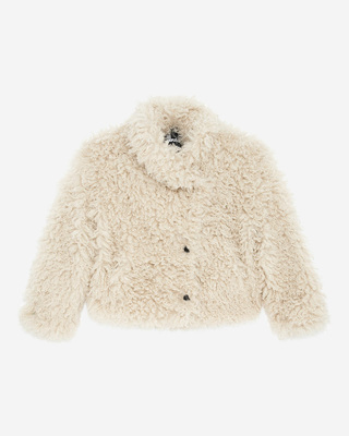 Short ecru fur-effect coat