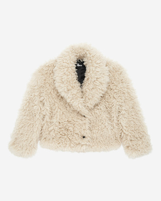 Short ecru fur-effect coat