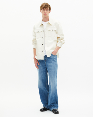 Overshirt with patch pockets in ecru