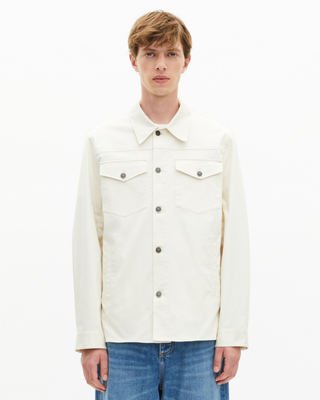 Overshirt with patch pockets in ecru