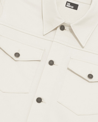 Overshirt with patch pockets in ecru