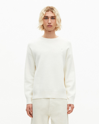 Round-neck double-faced wool sweater ecru