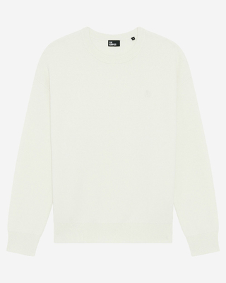 Round-neck double-faced wool sweater ecru