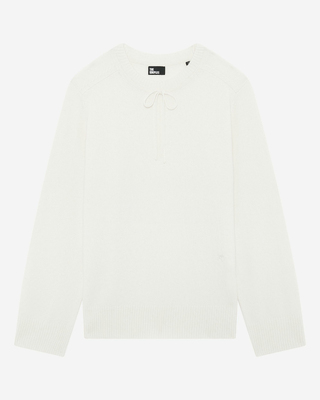 Round-neck cashmere sweater, ecru