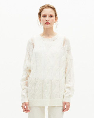 Twisted sweater in ecru wool blend