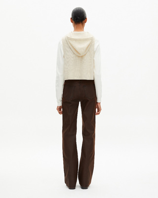 Sleeveless sweater in ecru wool and cotton