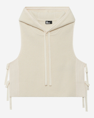 Sleeveless sweater in ecru wool and cotton