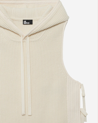 Sleeveless sweater in ecru wool and cotton
