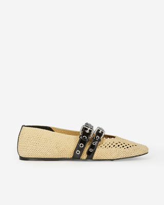 Ballerina in raffia and ecru leather