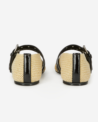 Ballerina in raffia and ecru leather