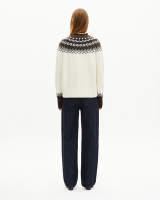 Wool-blend patterned sweater ecru