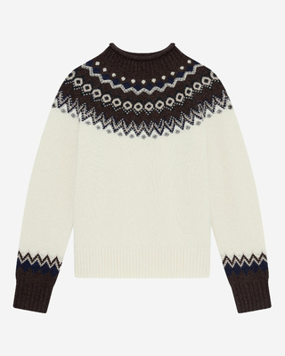 Wool-blend patterned sweater ecru