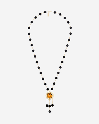 Pearl necklace with orange pendant