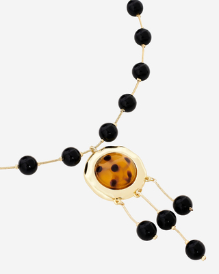 Pearl necklace with orange pendant