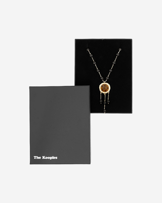 Pearl necklace with orange pendant