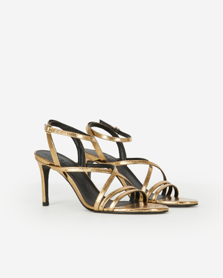 Gold leather heeled sandals