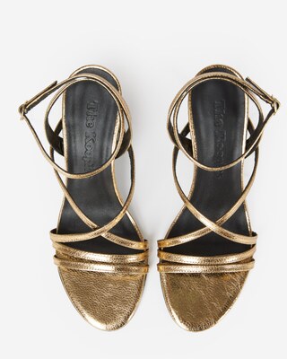 Gold leather heeled sandals