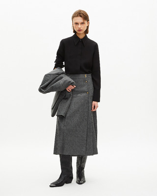 Black and gray long wrap skirt