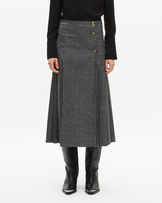 Black and gray long wrap skirt