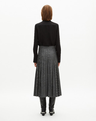 Black and gray long wrap skirt