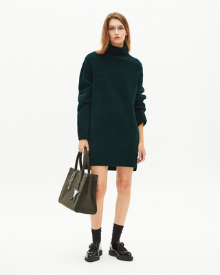 Short dress in green wool