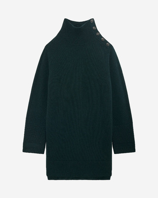 Short dress in green wool