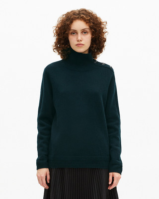 Dark green wool stand-up collar sweater
