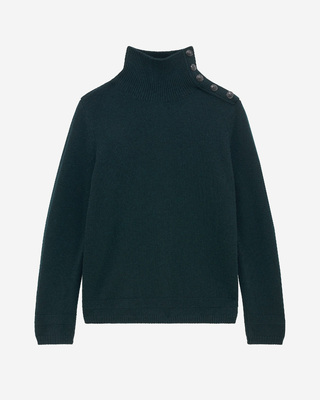 Dark green wool stand-up collar sweater