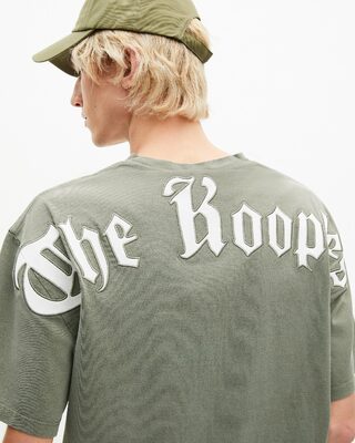 T-shirt with green logo on back