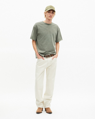 T-shirt with green logo on back