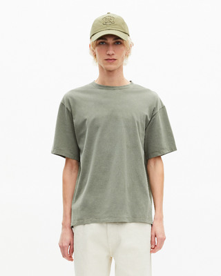 T-shirt with green logo on back