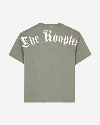 T-shirt with green logo on back