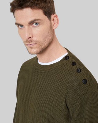 Khaki button placket sweater