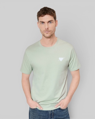 T-shirt with green heart flocking